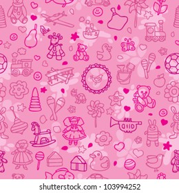 Toys seamless pattern - pink