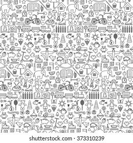 Toys seamless pattern. Vector illustration of seamless pattern with childish toys 