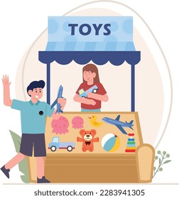 The Toys Seller Street Illustration