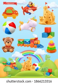 Toys set. 3d vector illustration