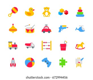 Toys set of color icons