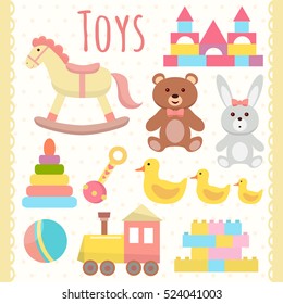 Toys set. Flat design