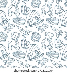 Toys. Set of hand drawn toys vector illustration. Toy sketch drawing icons collection isolated on white background. Part of set.