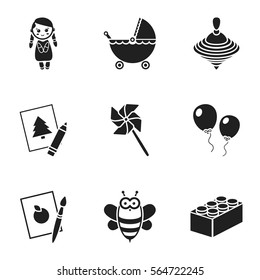 Toys set icons in black style. Big collection of toys vector symbol stock illustration