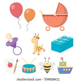 Toys set icons in cartoon style. Big collection of toys vector symbol stock illustration