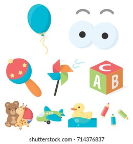Toys set icons in cartoon style. Big collection of toys vector symbol stock illustration