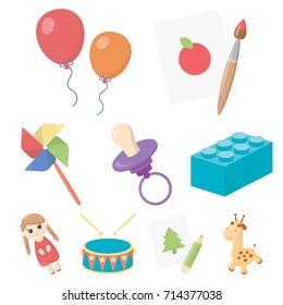 Toys set icons in cartoon style. Big collection of toys vector symbol stock illustration