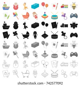 Toys set icons in cartoon style. Big collection of toys vector symbol stock illustration