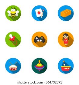 Toys set icons in flat style. Big collection of toys vector symbol stock illustration