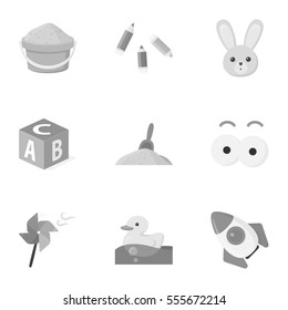 Toys set icons in monochrome style. Big collection of toys vector symbol stock illustration