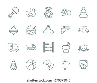 Toys set of vector icons
