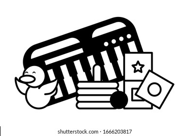 toys for small children, wooden and plastic toys vector illustration design
