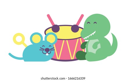toys for small children, wooden and plastic toys vector illustration design