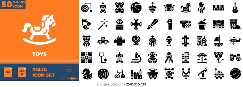 Toys Solid Editable Icons set. Vector illustration in modern thin solid style of toys icons: toy, kid, child, etc