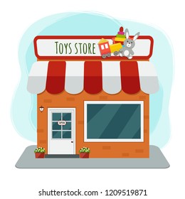 Toys store flat vector illustration