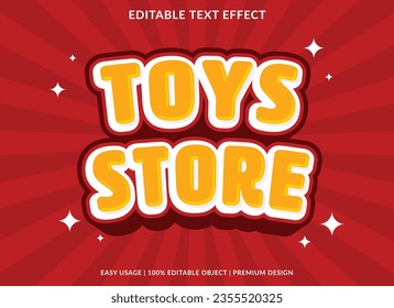 toys store text effect template design with 3d style use for business brand and logo