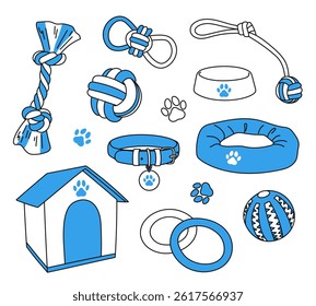 Toys and things for dogs. Vector illustration