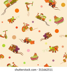 Toys transportation. Seamless background.