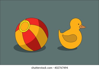 toys vector. ball duck vector