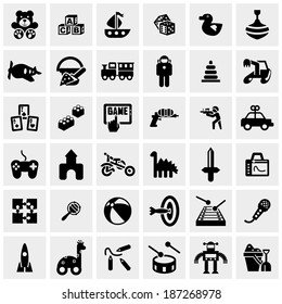 Toys vector icons set on gray 