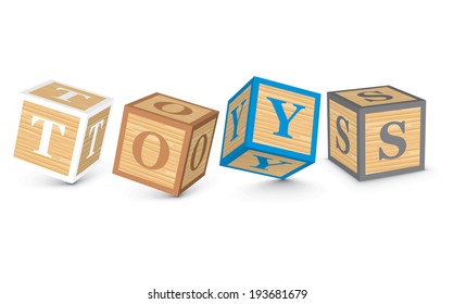 TOYS escrito con bloques de alfabeto - ilustración vectorial