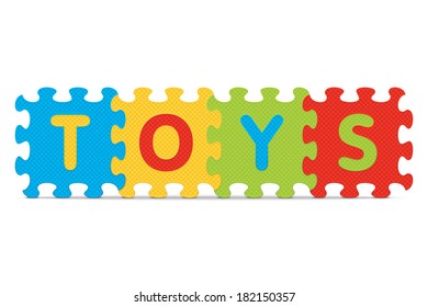 "TOYS" written with alphabet puzzle - vector illustration