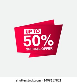 up tp 50% special offer icon design template.