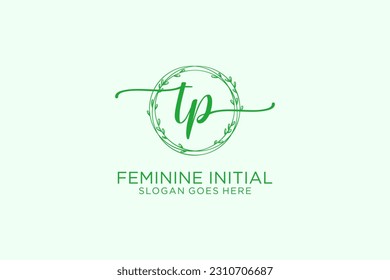 TP beauty monogram and elegant logo design handwriting logo of initial signature, wedding, fashion, floral and botanical with creative template.