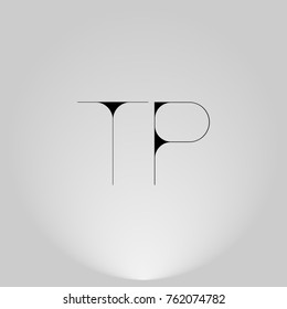 TP Black thin minimalist LOGO Design with Highlight on Gray background.
