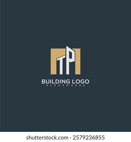 TP initial letter building logo for real estate with square design