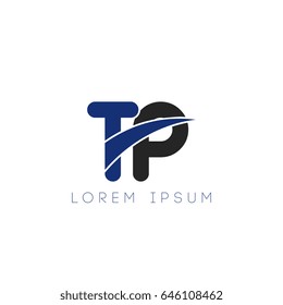 tp initial letter uppercase logo blue and black