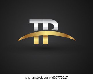 TP initial logo company name colored gold and silver swoosh design. vector logo for business and company identity.
