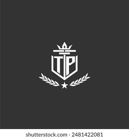 TP initial monogram brand logo design for crown vector image