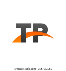 TP initial overlapping swoosh letter logo black orange