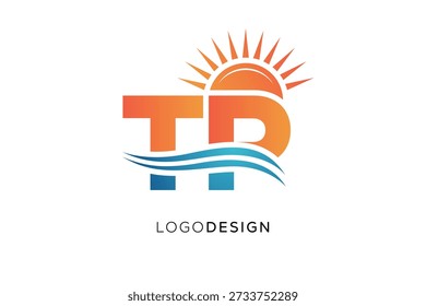 TP Letter Logo Monogram Sun Wave Design de marca moderno