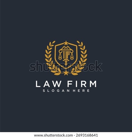 TP letter monogram logo for lawfirm with pillar and leaf image design