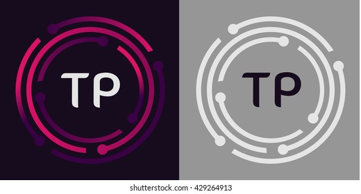 TP letters business logo icon design template elements in abstract background logo, design identity in circle, alphabet letter