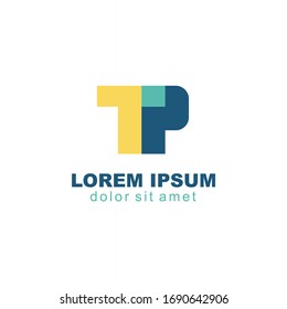 Design des TP-Logos. Kombinationsbrief T und P in quadratischer Form. 
