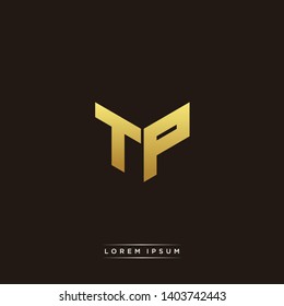 TP Logo Letter Initial Logo Designs Templete With Gold And Black Background