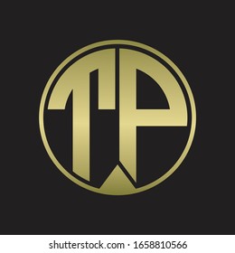 TP Logo monogram circle with piece ribbon style on gold colors