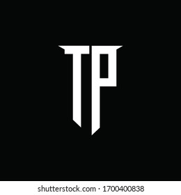 Monograma del logotipo TP con plantilla de diseño de estilo de escudo de emblemas