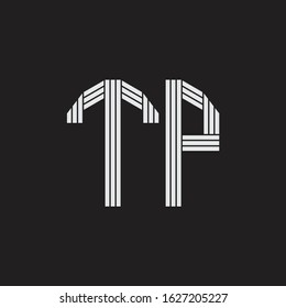 TP Logo monogram with outline style linked isolated on black background