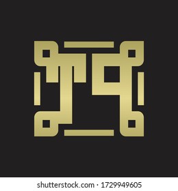 TP Logo monogram with piece line art design template