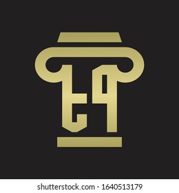 TP Logo Monogram With Pillar Style Design Template With Gold Colors