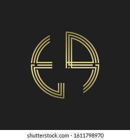 TP Logo monogram triple ribbon style line design template isolated with gold color