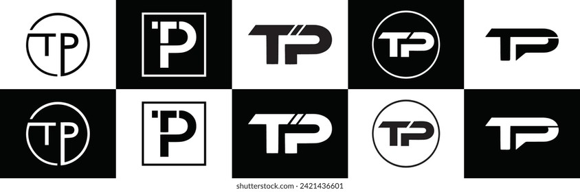 TP logo. T P design. White TP letter. TP, T P letter logo design. Initial letter TP linked circle uppercase monogram logo.