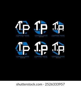 TP minimalista e clássico logotipo conjunto design.TP monograma poligonal e círculo forma vetor. Design exclusivo de TP.
