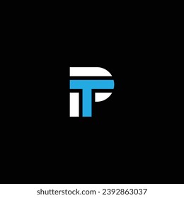 TP oder PT abstraktes Doppelbuchstabendesign. Eine großartige künstlerische Markenfirma mit verschiedenen Farben für Logo, Icon oder Monogramm.