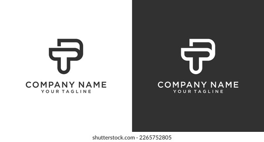 TP or PT initial letter logo design template on black and white background.