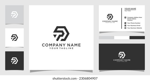 TP or PT initial letter logo design vector with business card design